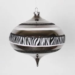 Vickerman Safari Black And White Zebra Stripes Onion Drop Christmas Ornament 8" (200mm)