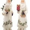 Diva At Home 12.5" White Botanical Santa Claus With Bells And Gift Christmas Decoration