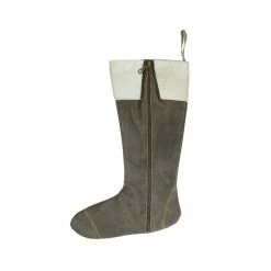 CC Christmas Decor 18.5" Gray And White Boot With Zipper Christmas Stocking